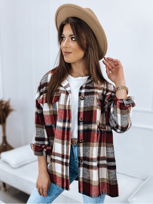 Színes női ing kabát piros árnyalatban California