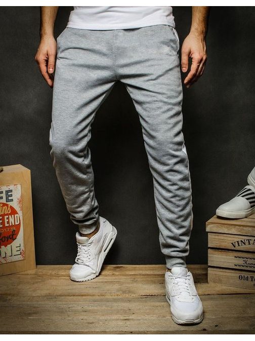 Trendi szürke melegítő nadrág fehér csíkkal