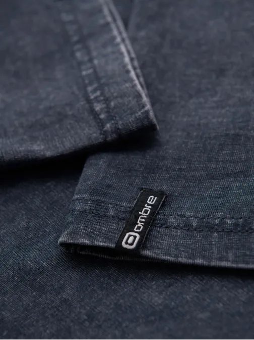 Sötétkék, gombos ing, mosott mintával V2 TSWT-0150