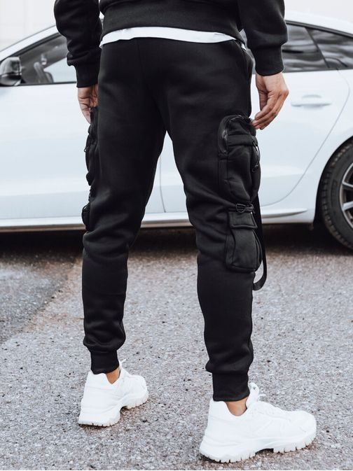 Egyedi fekete zsebes nadrág