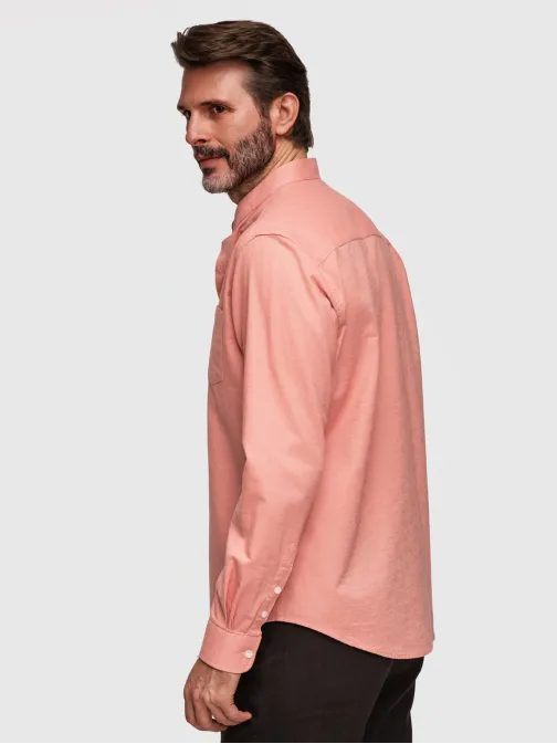 Barackszínű lenvászon ing, normál szabású V1 K704