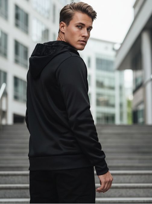 Érdekes fekete kapucnis pulcsi