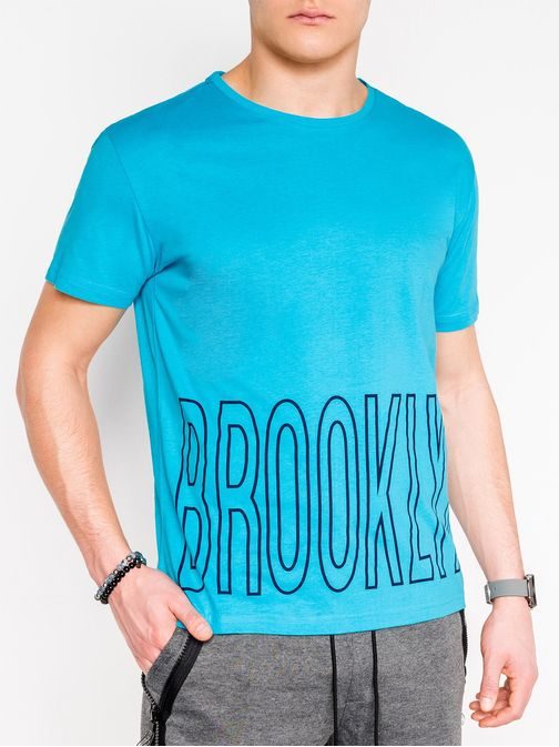Egyszerű türkiz kék póló Brooklyn s978