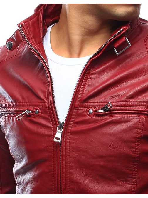 Érdekes piros műbőrdzseki