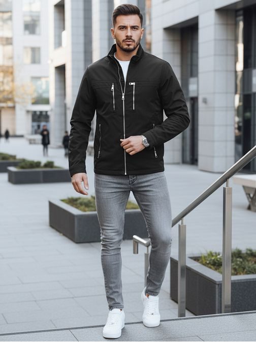 Fekete steppelt férfi kabát az átmeneti időszakra