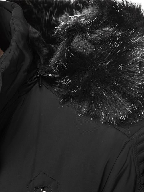 Trendi fekete téli szőrmés dzseki O/88859