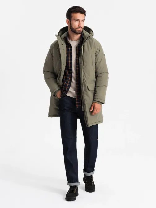 Klasszikus oliva zöld parka kabát V3 JALP-0166