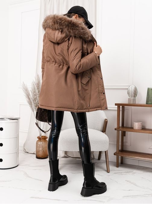 Barna kétoldalas női téli kabát CLR024
