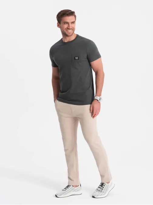 Trendi grfait szürke póló dísz zsebbel  V11 TSCT-0109