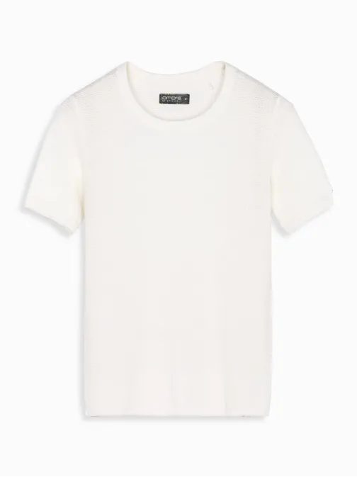 Fehér kötött férfi póló V1 TSCT-0244 TSCT-0244