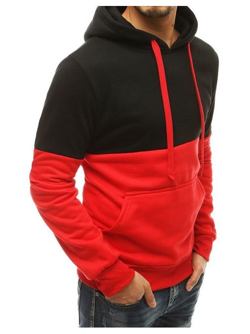 Trendi piros kombinált kapucnis pulóver