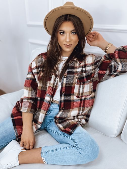 Színes női ing kabát piros árnyalatban California