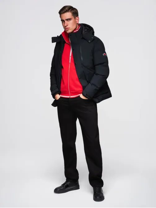 Divatos fekete férfi télikabát V3 JAHP-0306