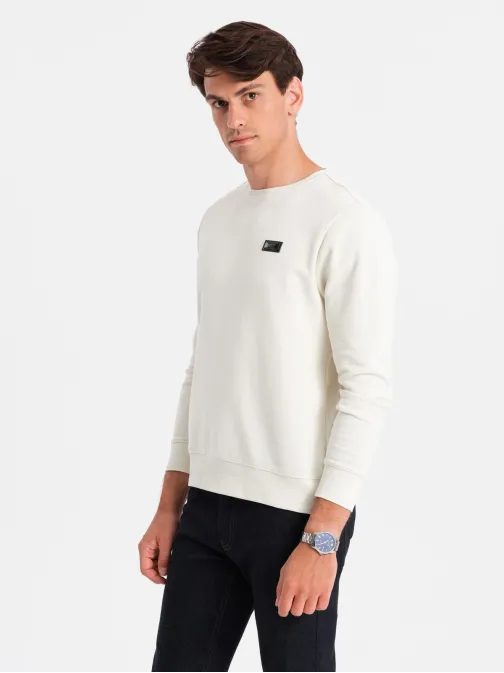Trendi krém színű pulóver címkével  V2 SSNZ-0136