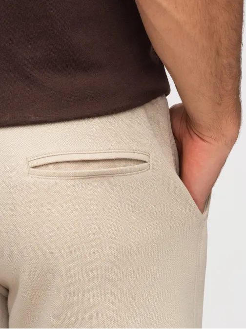 Kötött bézs férfi rövidnadrág V1 SRSK-0124