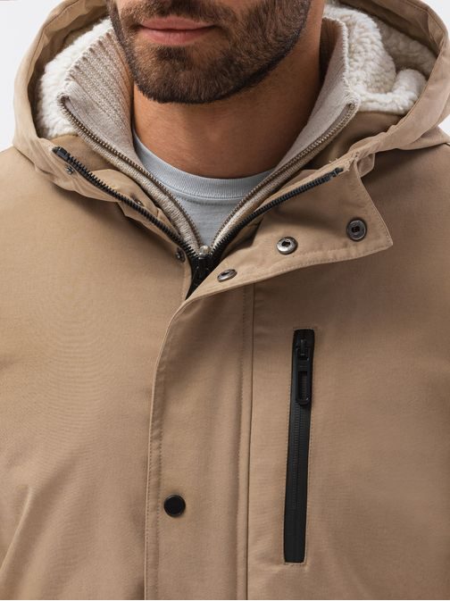 Téli bézs színű parka kabát C517