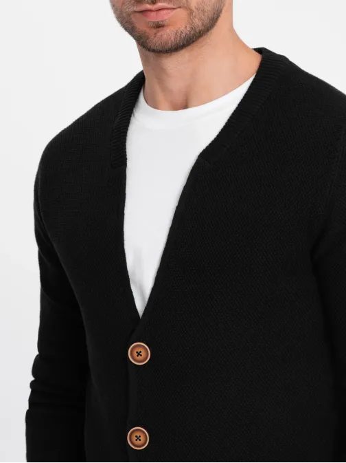 Elegáns fekete decens mintás kardigán V1 SWCD-0109