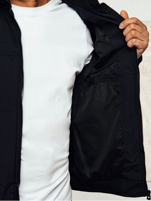 Átmeneti modern sötétkék kabát kapucni nélkül