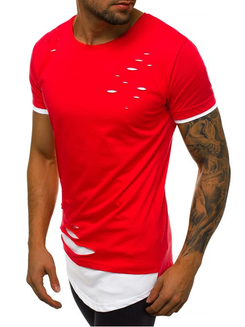 Modern piros fehér póló O/1116