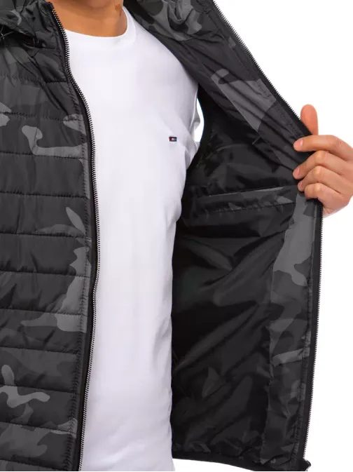 Szürke terepmintás kapucnis mellény