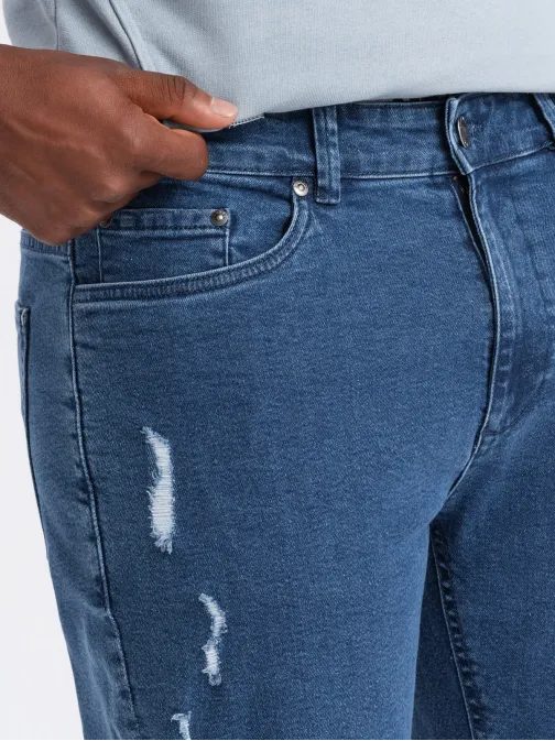 Trendi kék farmer nadrág tépett részekkel  V2 PADP-0163