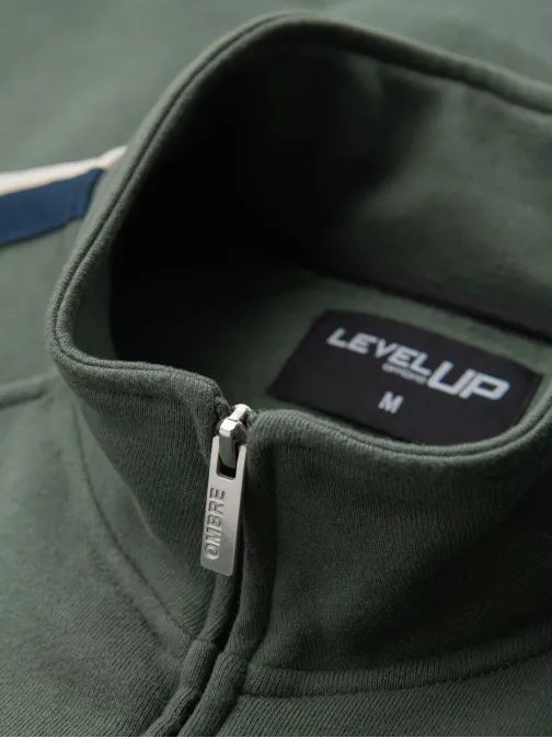 Érdekes olíva bomber pulóver V2 SSZP-0219