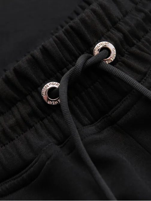 Divatos fekete férfi rövidnadrág V1 logóval SRBC-0153