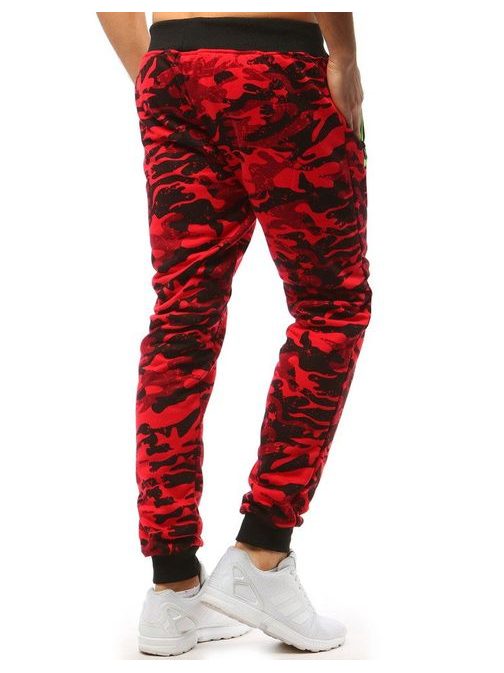 Piros terepszínű mintás melegítőnadrág férfiaknak