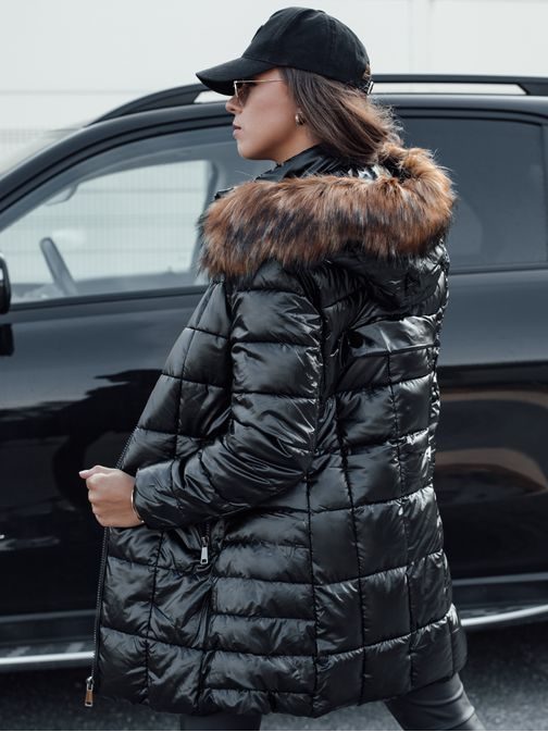 Steppelt fekete női téli kabát szőrmével  Winterzip