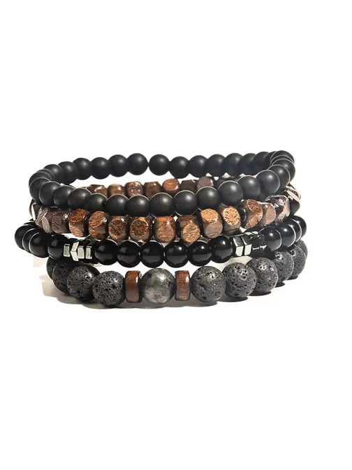 Kombinálható férfi karkötő lávakövekből SL-251 A