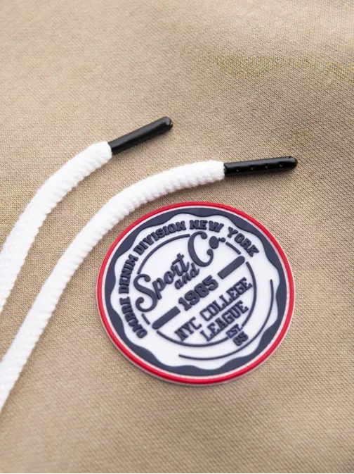 Férfi homokos pulóver logóval és kapucnival V3 SSNZ-0144