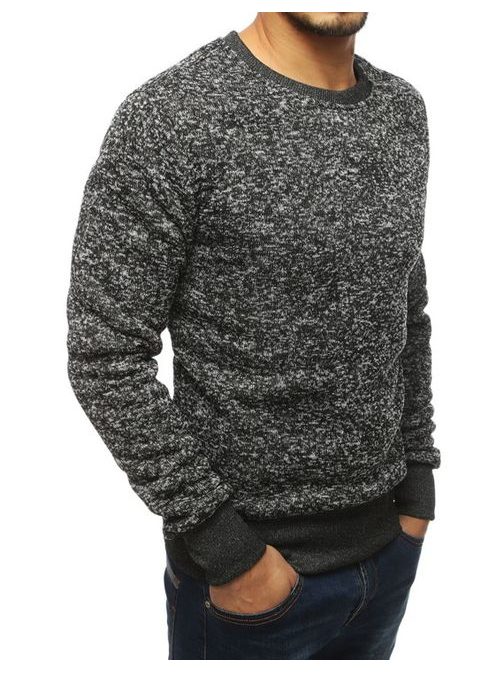 Vonzó fekete melírozott hatású pulóver