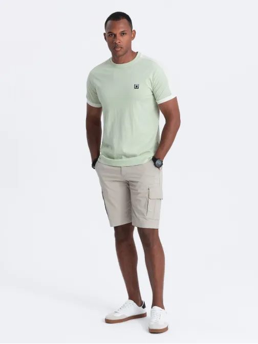 Menta zöld póló  hímzett címkével V9 S1632