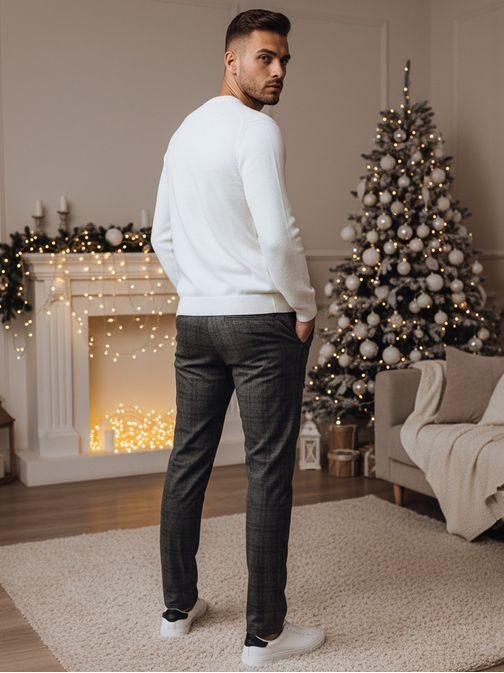 Stílusos grafit szürke káró mintás nadrág