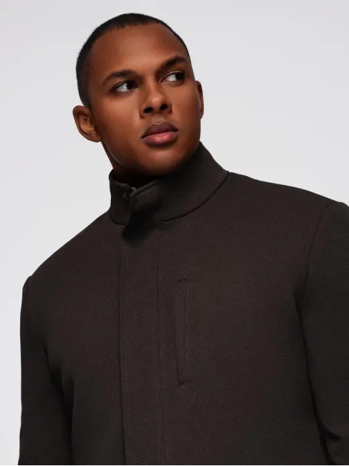 Barna férfi kabát, magas gallérral V5 COWC-0136