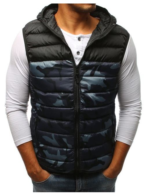 Sötét kék terepmintás mellény