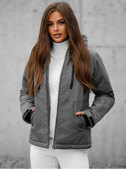 Kellemes sötétszürke női téli kabát JS/HH012/2Z