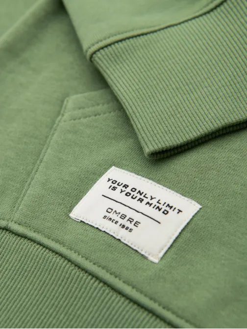 Divatos zöld kapucnis pulóver kapucnival SSBN-0270