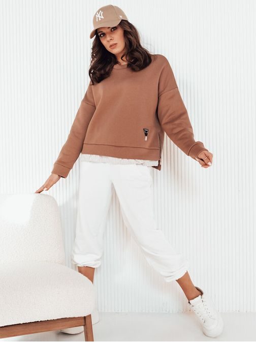 Modern női camel színű pulóver Bifal