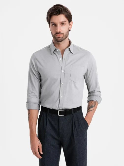 Elegáns szürke slim-fit ing V2 SHCS-0174