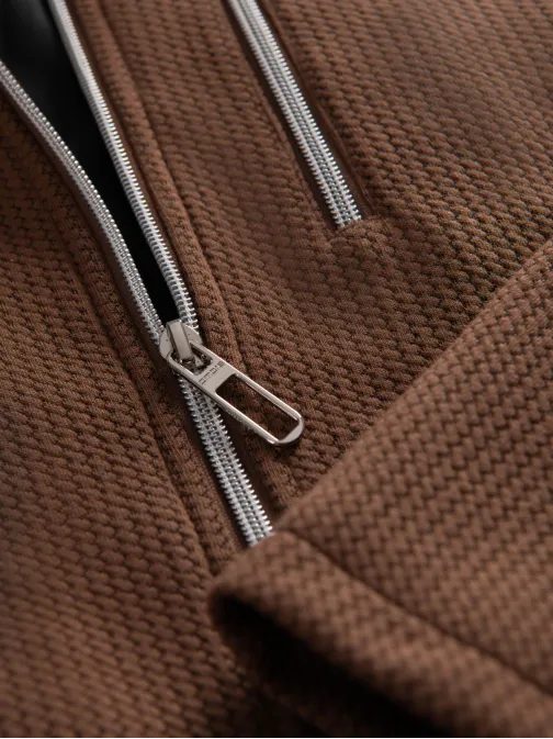 Barna férfi kabát állógallérral V2 JANP-0229