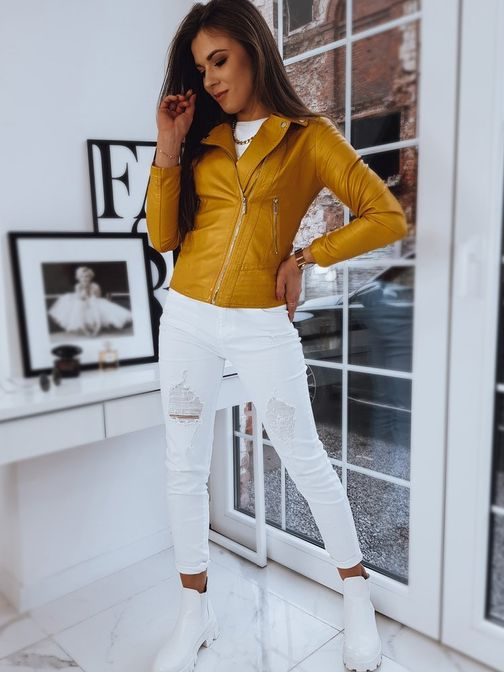 Egyszerű sárga női műbőrdzseki Feels