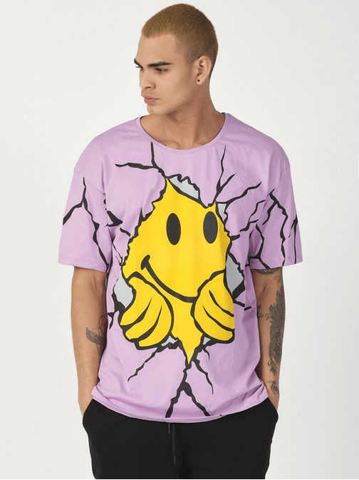 Trendi halvány lila póló vidám lenyomattal  MR/21537