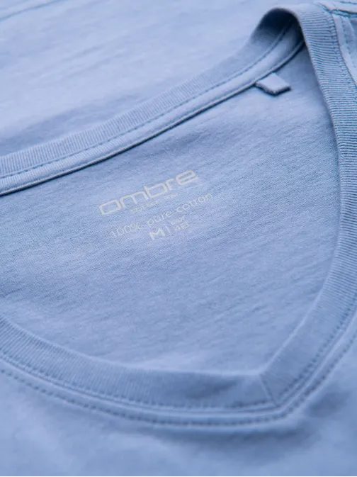 Basic pamut póló kék V-nyakú póló V20 TSBS-0237