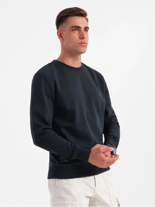 Basic pamut férfi pulóver fekete V9 om-ssbn-0159