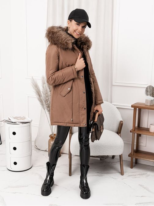 Barna kétoldalas női téli kabát CLR024