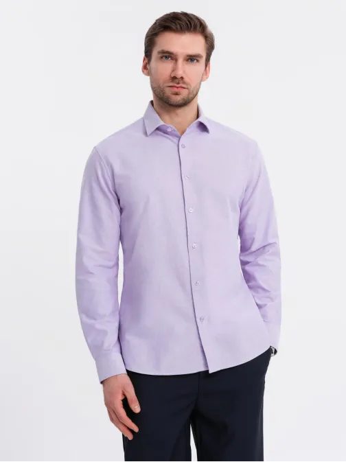 Divatos férfi levendula hosszú ujjú ing V2 SHOS-0183