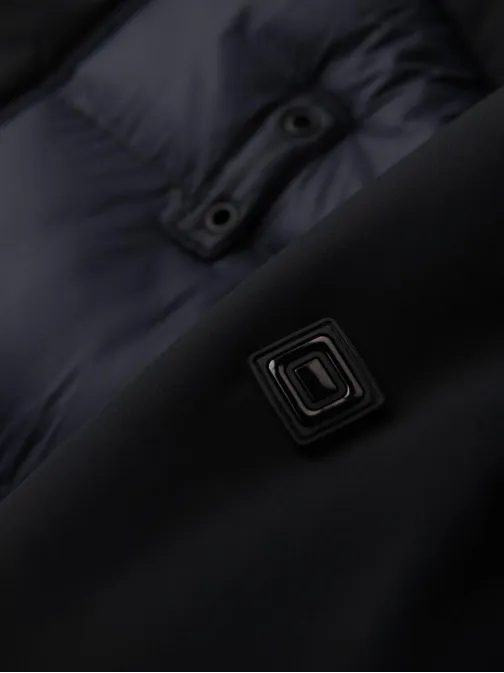 Steppelt fekete-kék férfi parka zsebekkel V1 JALJ-0308