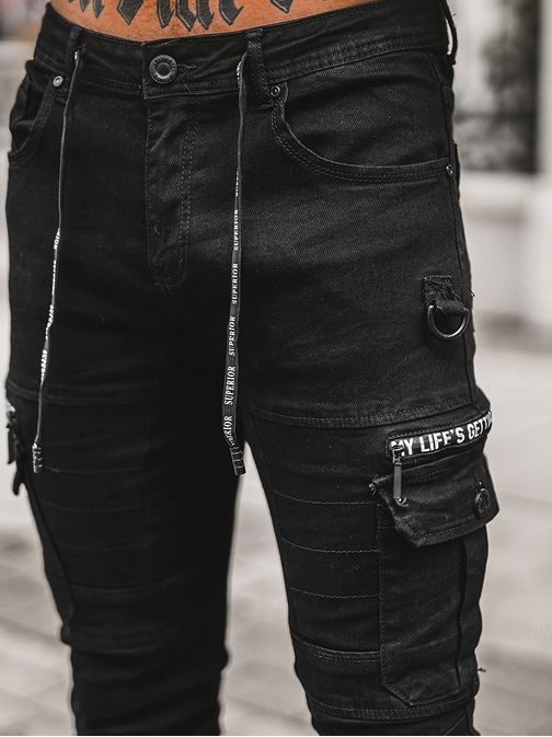 Trendi fekete jogger nadrág O/E9706