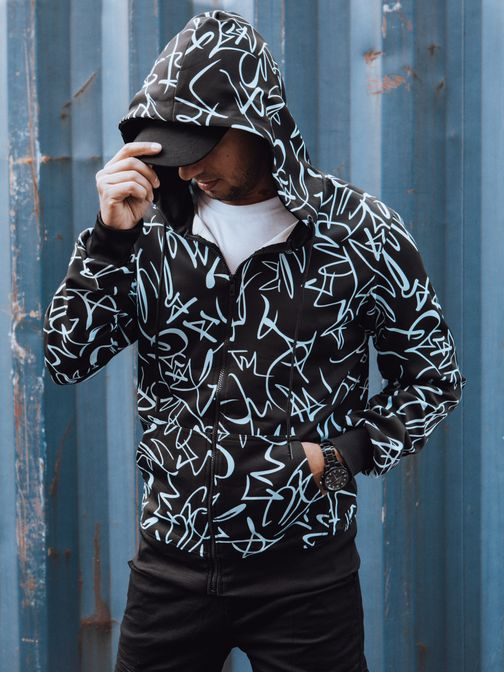 Stílusos fekete mintás kapucnis felső